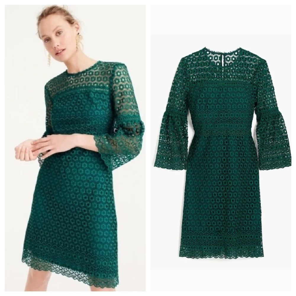 NWT J Crew Daisylace Floral Lace Bell Sleeve Dress